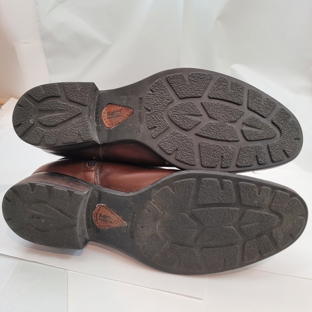 Born Riding Boots W62417 Mahogany Brown Leather Harness Tall Zip Shoes 8.5 40 - Picture 12 of 13